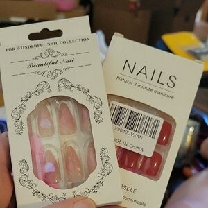 Press On Pink and Red Nail Set Lot of 2 Packs